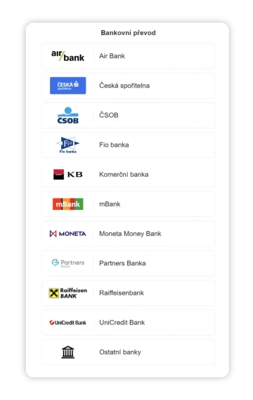 Platba bankovním převodem