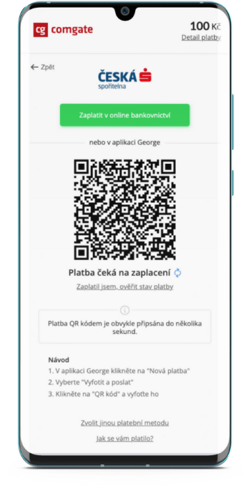 Platební brána comgate qr