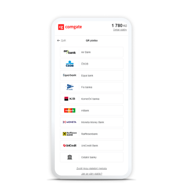 zobrazení platební brány Comgate